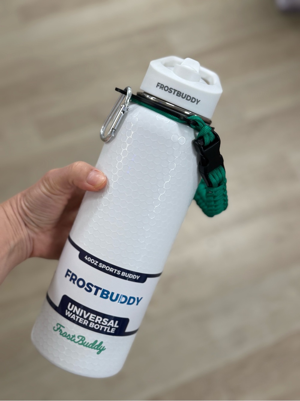 FrostBuddy White & Green Universal Water Bottle